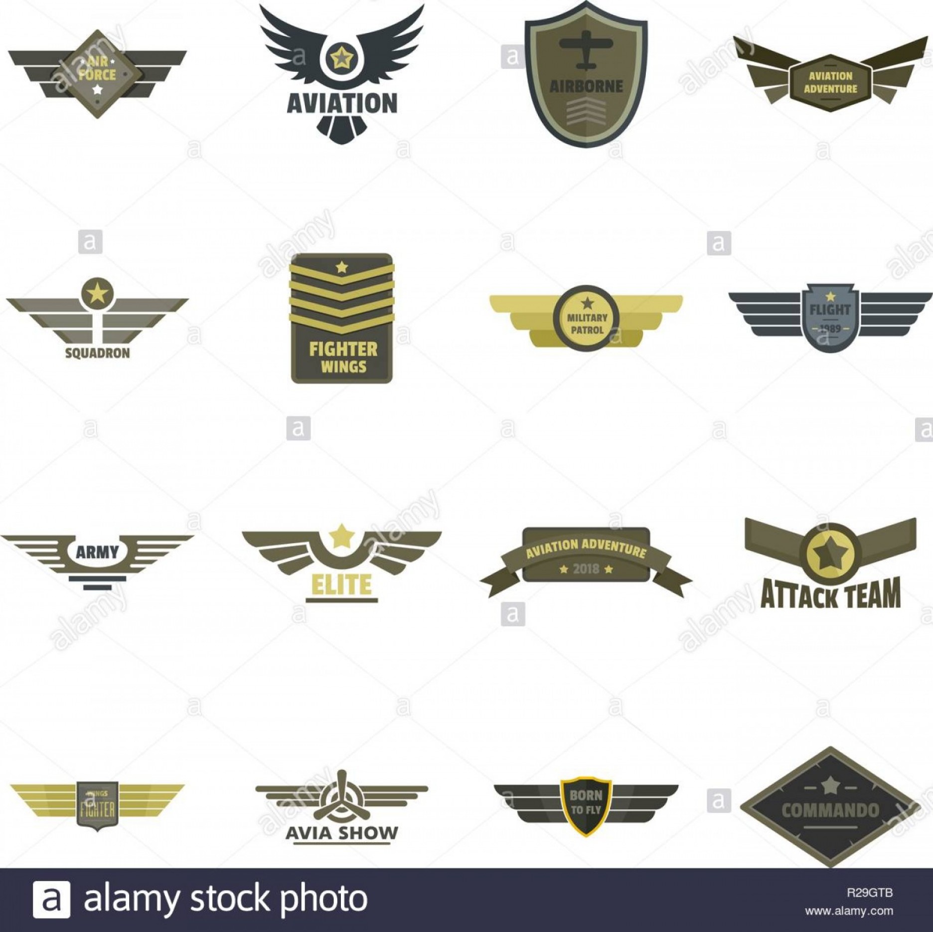1872x1869 Airforce Navy Military Logo Icons Set Flat Illustration