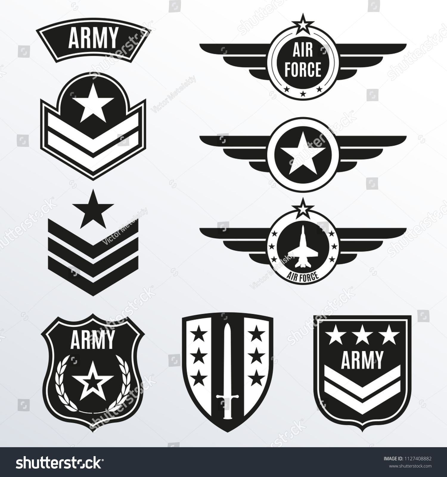 1500x1600 Army And Military Badge Set Air Force Emblem With Wings And Star