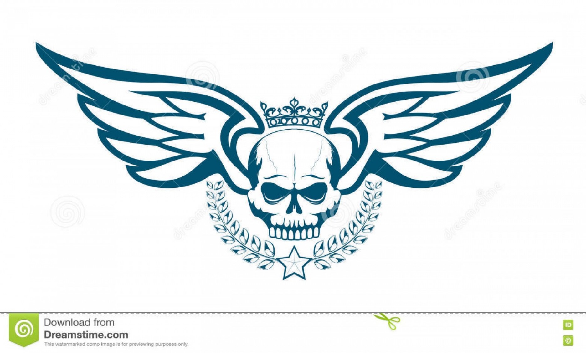 1872x1128 Stock Illustration Vector Monochrome Tattoo Logo Crowned Skull