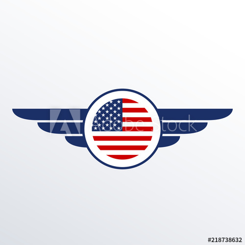 500x500 Wings Badge With Usa Flag Winged American Flag Template Air