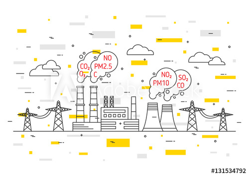 500x354 Air Pollution Vector Illustration Electric Power Station