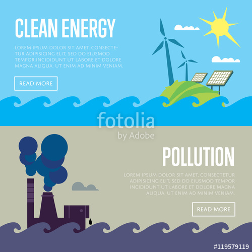 500x500 Clean Energy And Air Pollution Vector Illustration Set Pollution