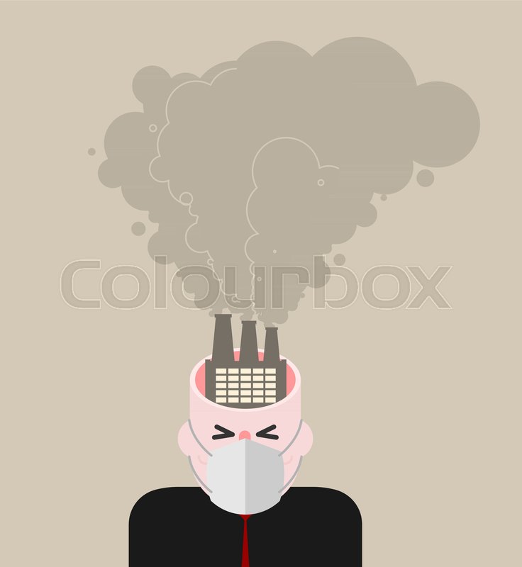 736x800 Open Head Smoke Plants Man In Mask Stock Vector Colourbox