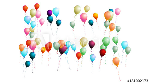 500x280 Realistic Balloons Bunch Flying Upwards In The Air Vector