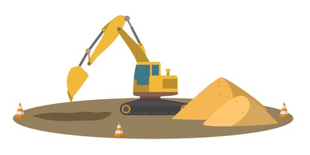 450x225 Big Yellow Excavator Ground Works Equipment For Construction