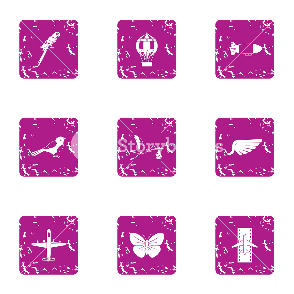 1000x1000 Airborne Icons Set Grunge Set Of Airborne Vector Icons For Web