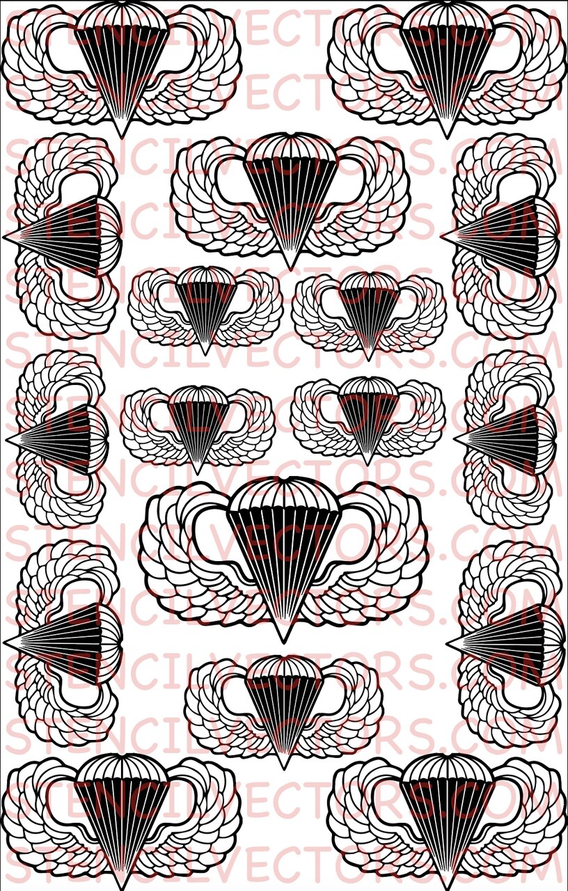 816x1280 Airborne Jump Wings Stencil Vector Pack