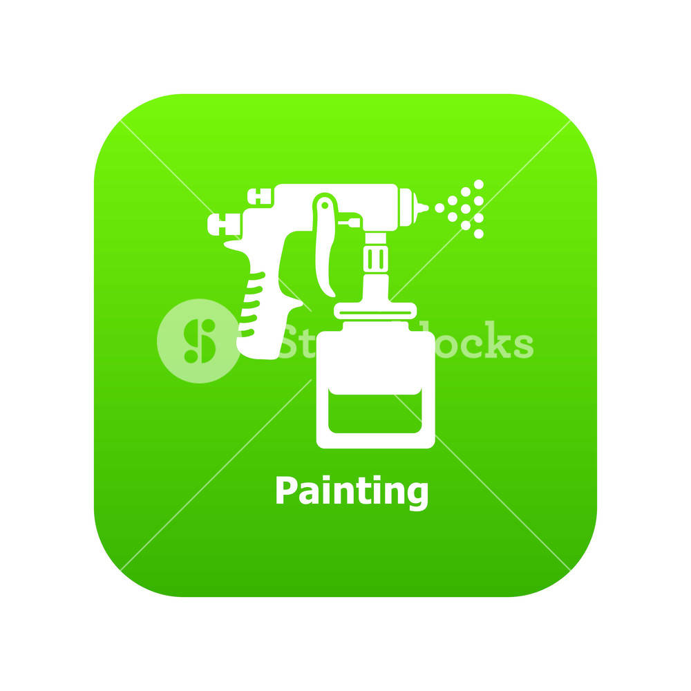1000x1000 Spray Gun Icon Green Vector Isolated On White Background Royalty