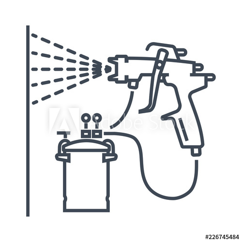 500x500 Vector Thin Line Icon Paint Spray Gun, Airbrush