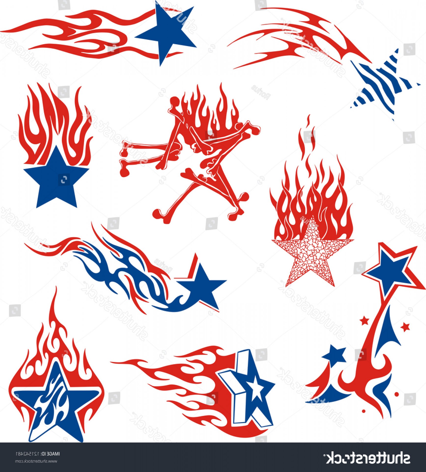 1735x1920 Set Star Flames Color Airbrushing Vector Catchsplace