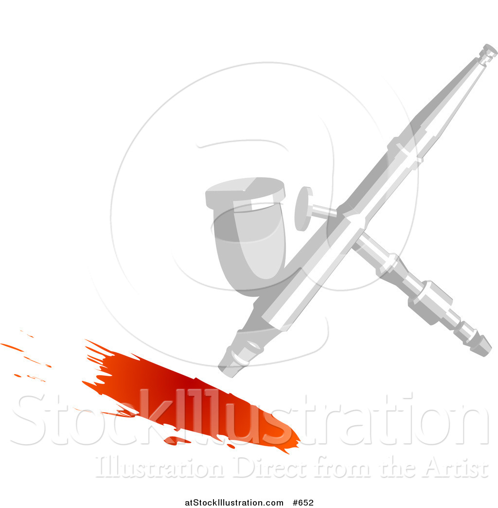 1024x1044 Vector Illustration Of An Airbrush Spraying Red Paint