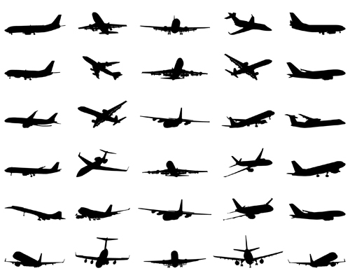 Silhouette Aircraft Set Vector Free Download 500x400 Silhouette Aircraft Set Vector Free Download