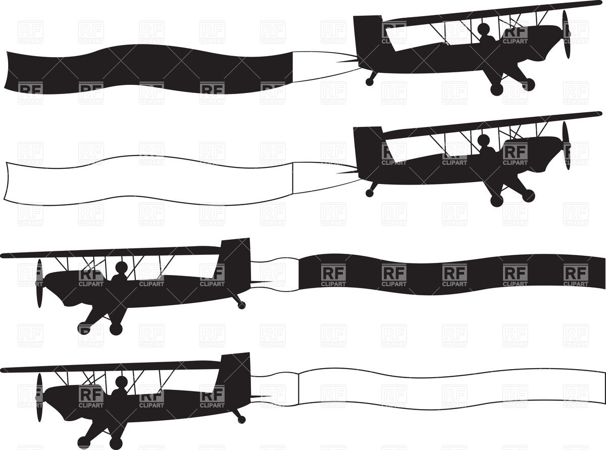1200x890 Airplane Silhouettes With Blank Banners Vector Image