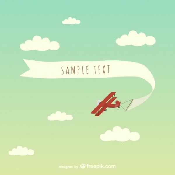 600x600 Free Airplane Banner Art Free Vector