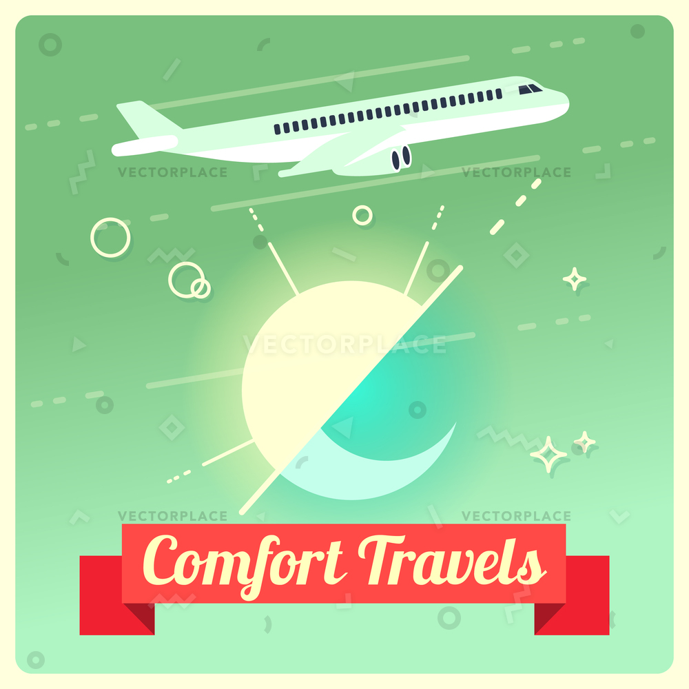 1000x1000 Travel Concept Passenger Airplane Banner Aircraft Vector