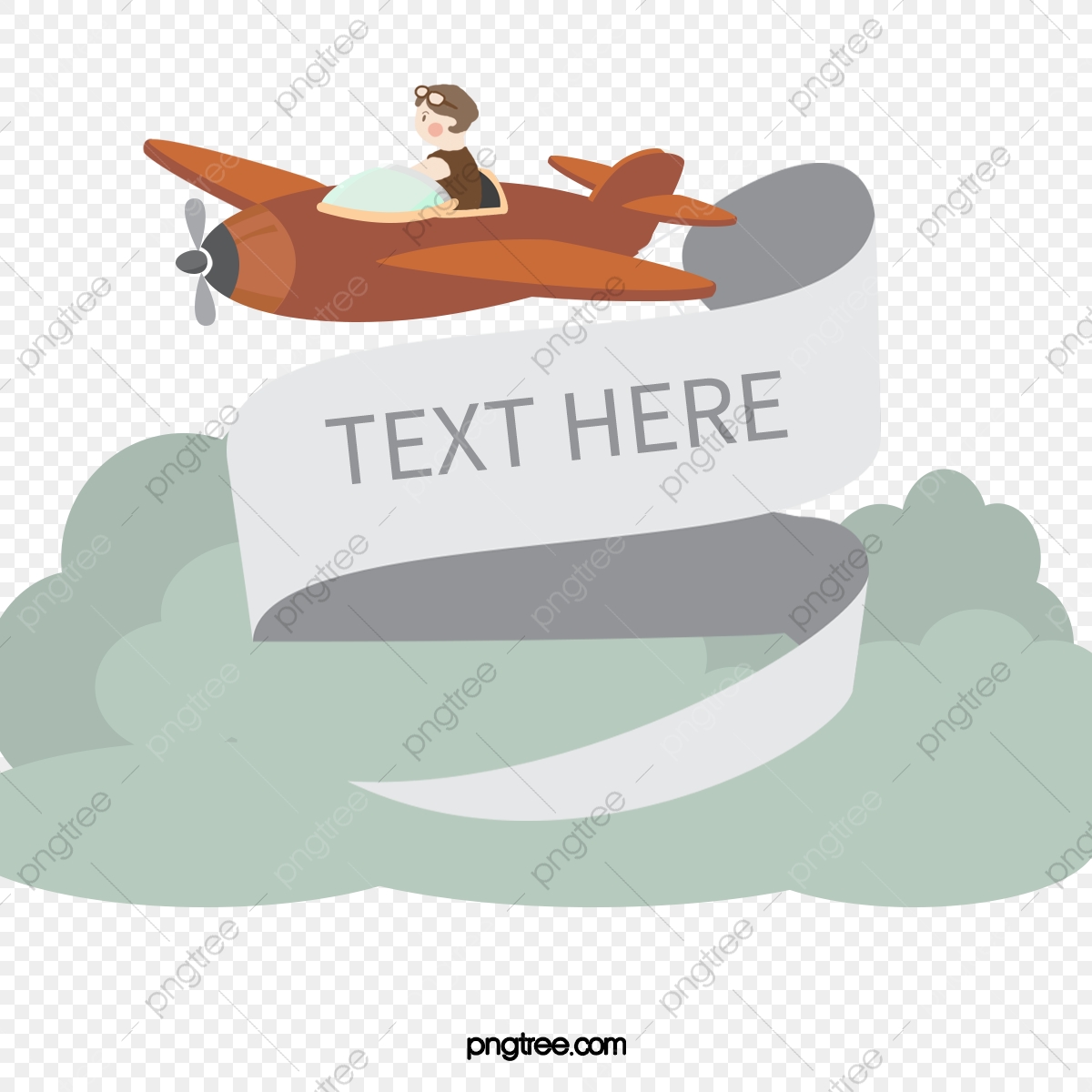 1200x1200 Vector Airplane Banner, Airplane Clipart, Banner Clipart, Vintage