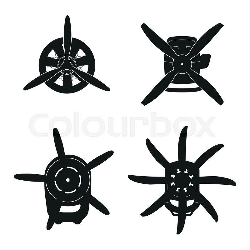 800x800 Silhouette Of Aircraft Engine Black Stock Vector Colourbox