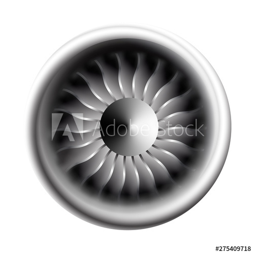 500x500 Turbine Engine Jet For Airplane With Fan Bladesin A Circular