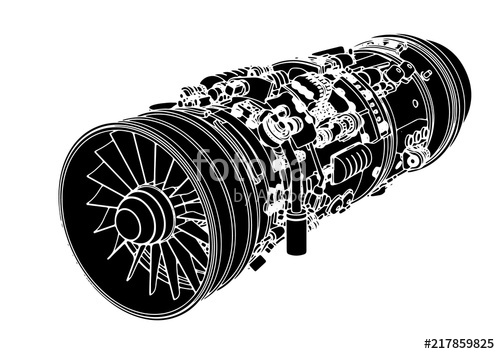 500x354 Silhouette Of Aviation Engine Vector Stock Image And Royalty Free
