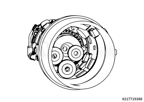 500x354 Sketch Of Aircraft Engine Vector