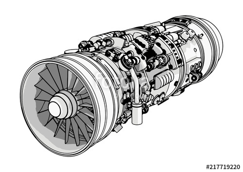 500x354 Sketch Of Aircraft Engine Vector Stock Image And Royalty Free