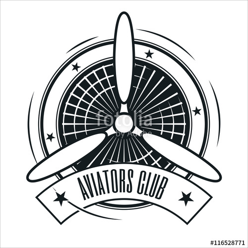 500x500 Airplane Propeller Emblem Aviators Club Logo Stock Image