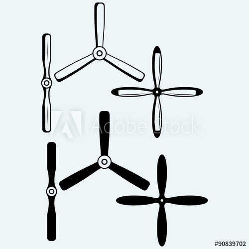 500x500 Aircraft Propeller Isolated On Blue Background