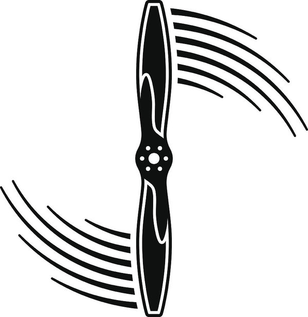 599x618 Airplane Propeller Motion Line Symbol Vector Art Print