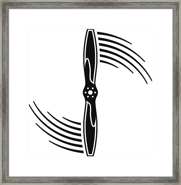 600x612 Airplane Propeller Motion Line Symbol Vector Framed Print