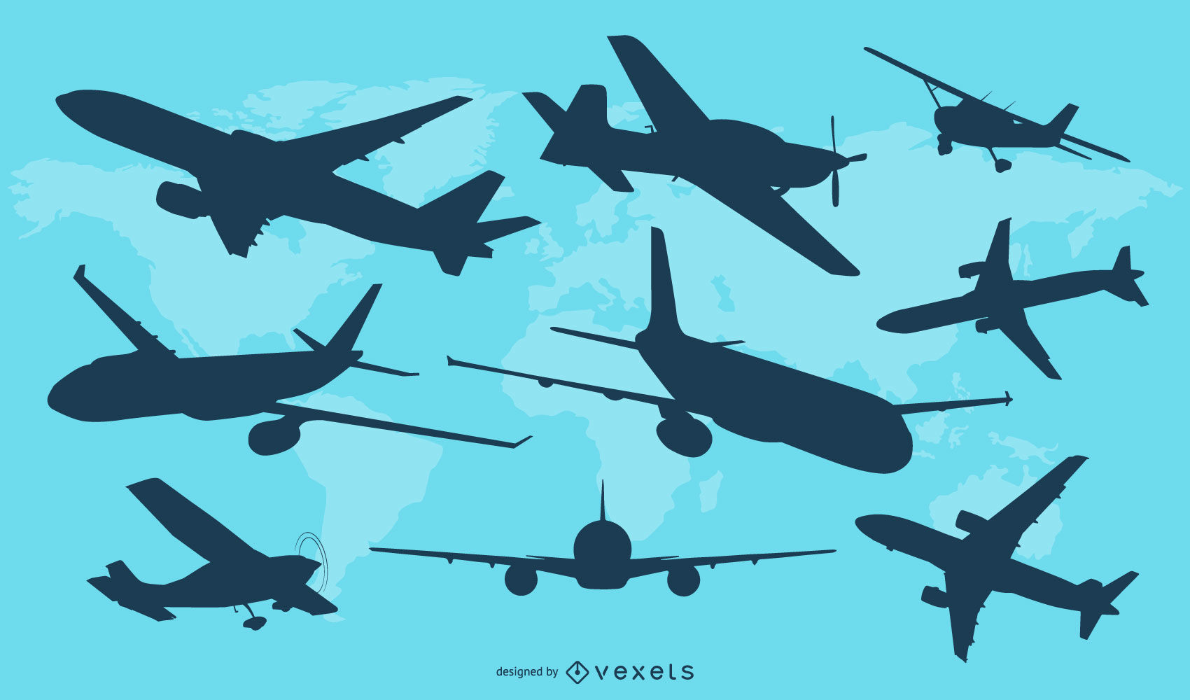 Airplane Silhouette Vector Set 1700x1000 Airplane Silhouette Vector Set