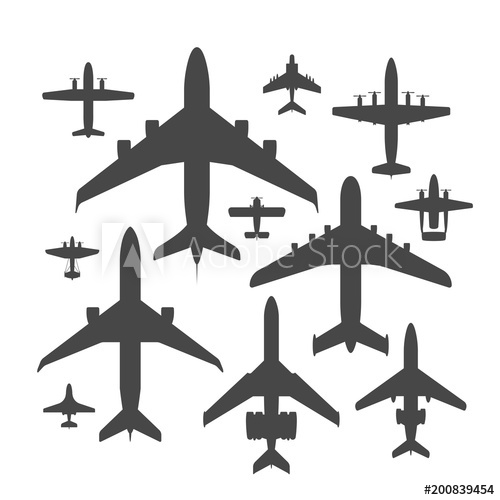 Airplane Silhouette Vector Illustration Top View Plane 500x500 Airplane Silhouette Vector Illustration Top View Plane