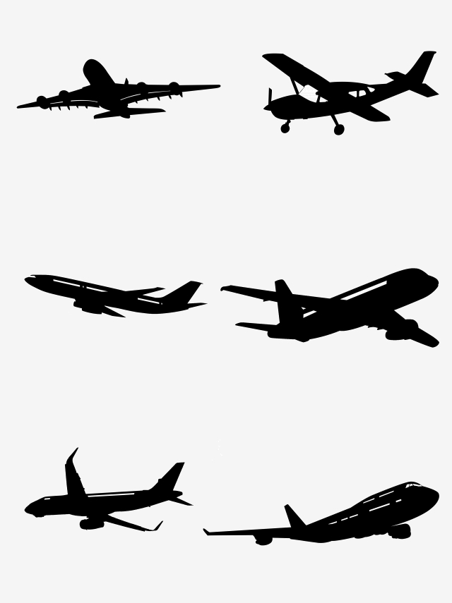 640x855 Various Airplane Silhouettes Vector Material, Aircraft, Silhouette