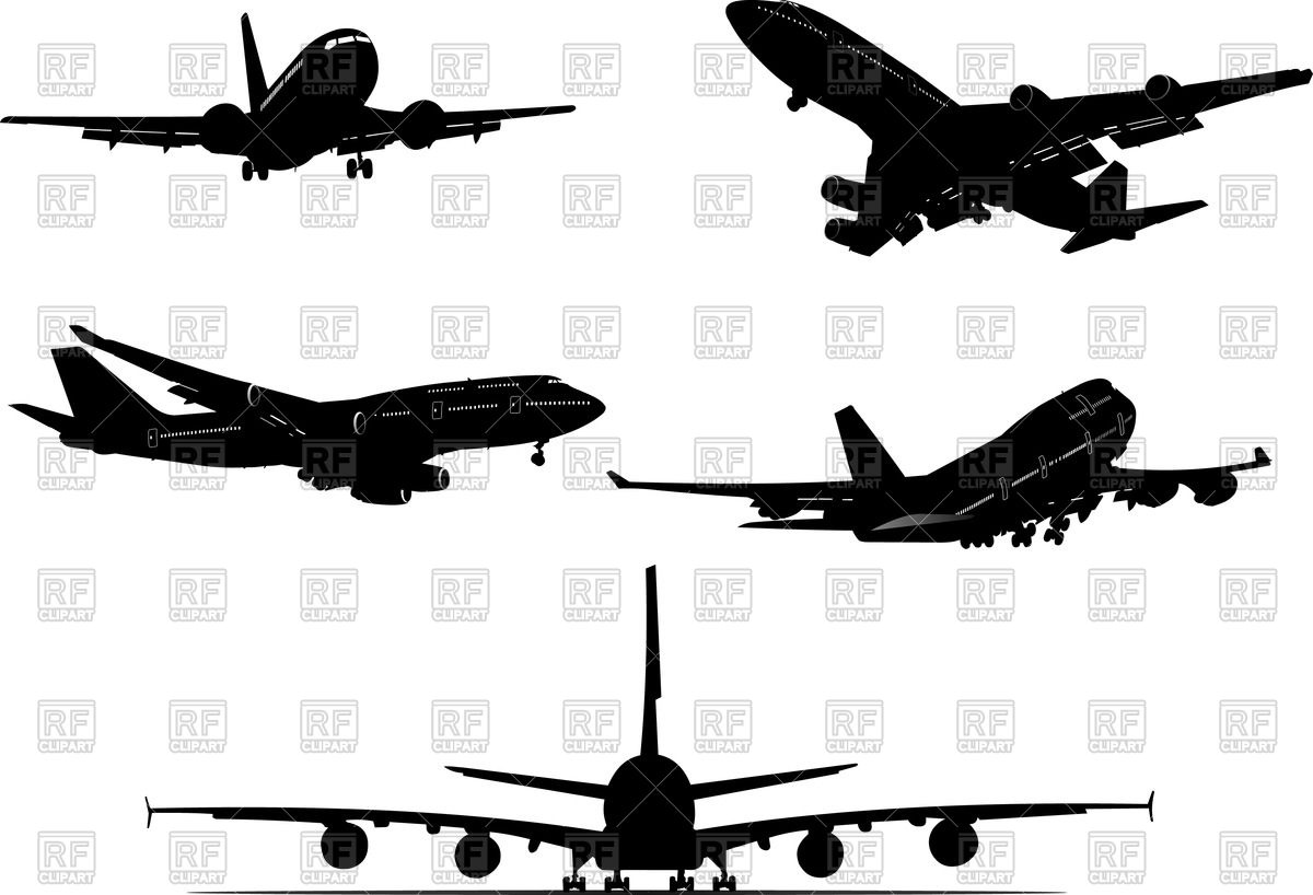 Aircraft Silhouettes Differnt View Vector Image 1200x818 Aircraft Silhouettes Differnt View Vector Image
