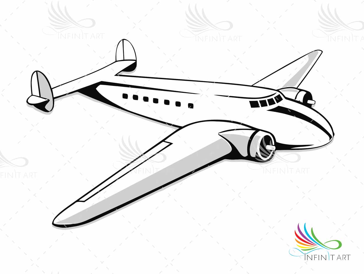 1250x940 Infinitart Black And White Airplane Vector Image