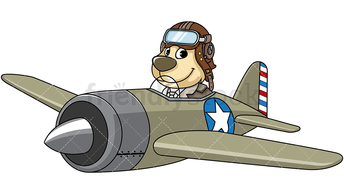 1200x675 Mascot Dog Flying Airplane Cartoon Vector Clipart