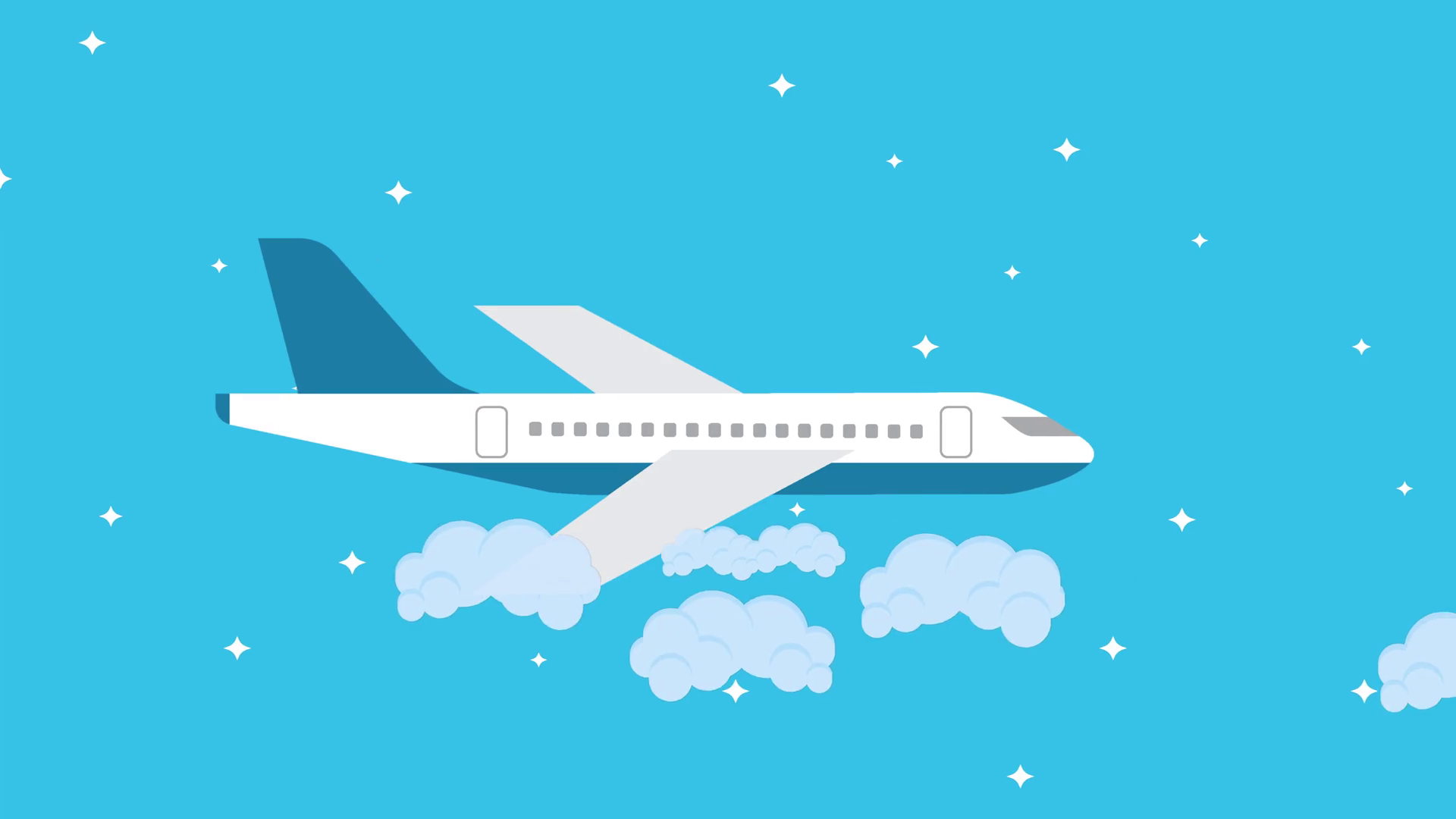 1920x1080 Vector Plane Flying In The Night Sky Motion Background