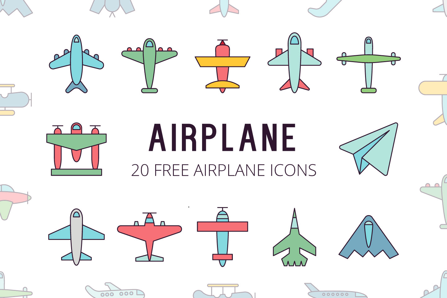1440x960 Airplane Vector Free Icon Set