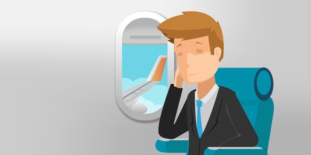 450x225 Business Man View Airplane Window Vector Royalty Free Vector Graphics