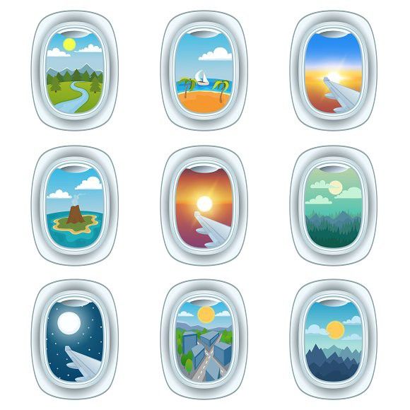 580x580 Group Of Airplane Windows Vector