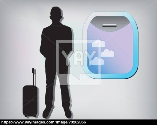 512x407 Illustration Of Business Man With Airplane Window Vector