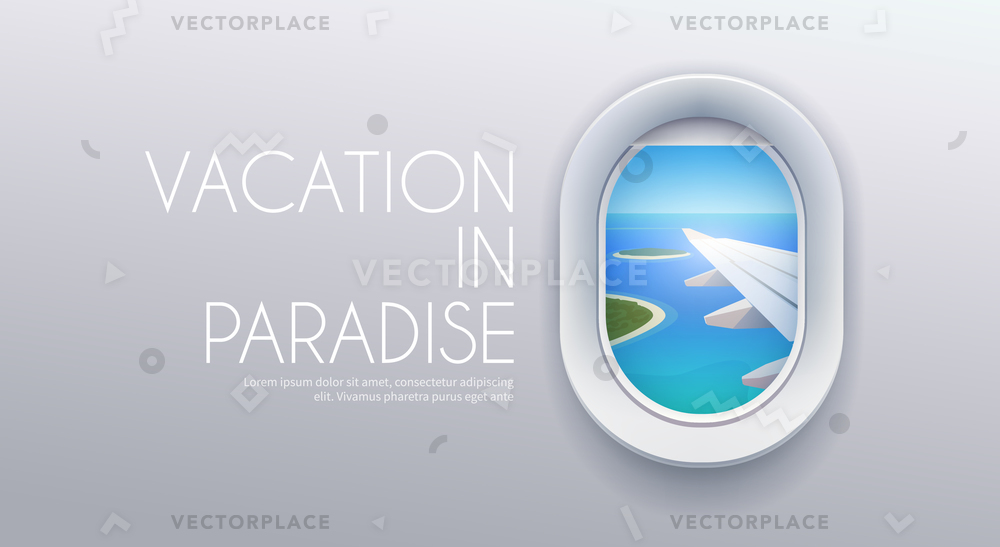 1000x547 View From Plane Airplane Window Aircraft Vector Illustration
