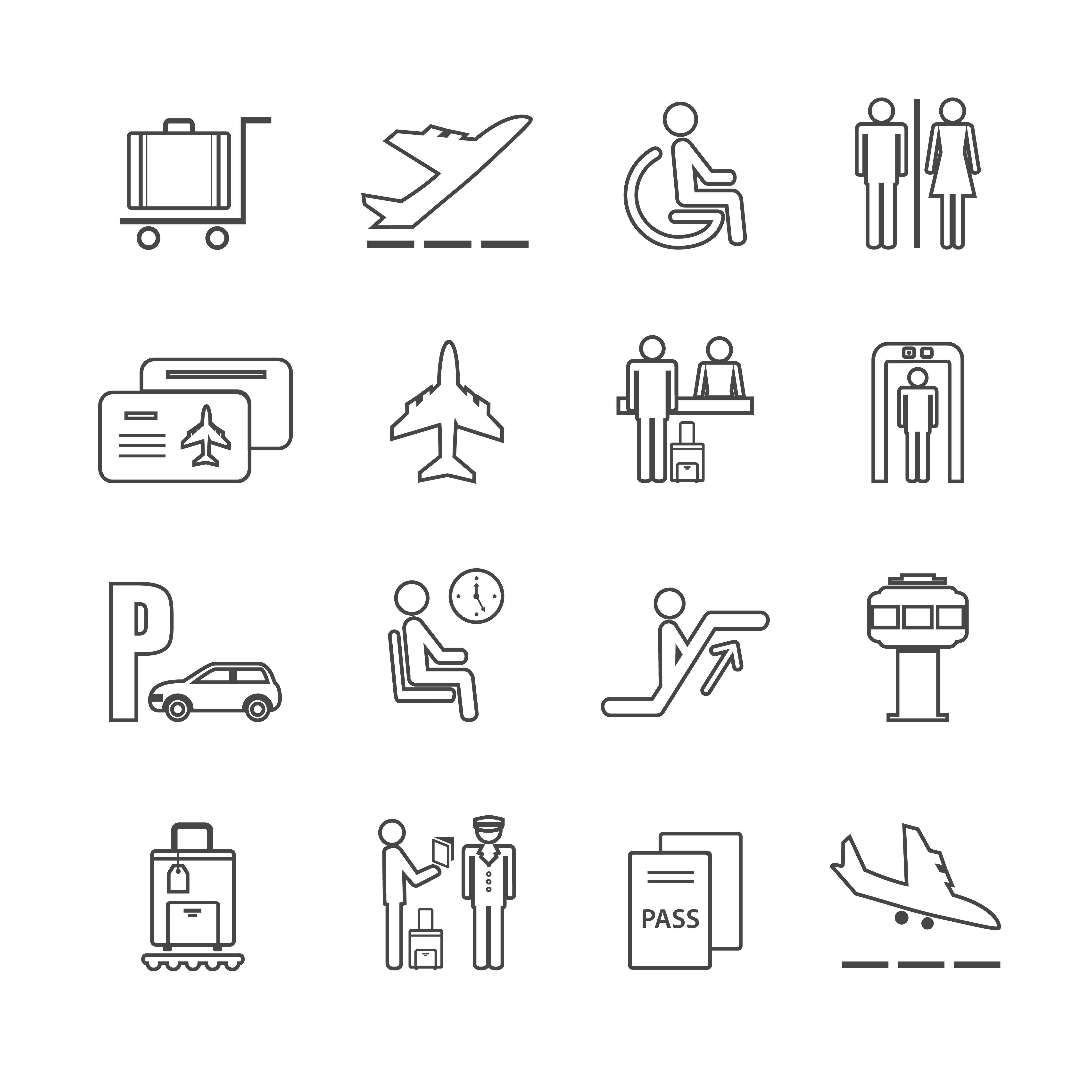Flat Airport Icons Set Vector 4500x4500 Flat Airport Icons Set Vector
