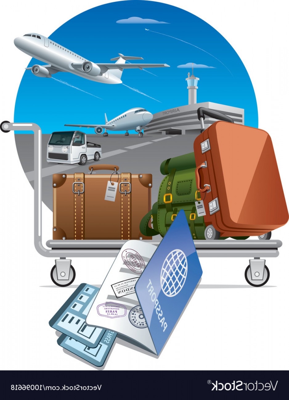 Luggage On Trolley Rport Vector Studiogrfx 938x1296 Luggage On Trolley Rport Vector Studiogrfx