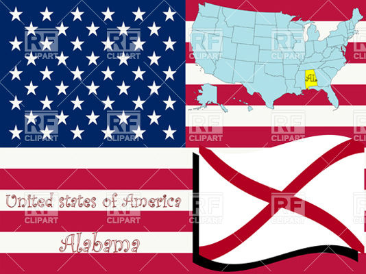 534x400 Alabama State Flag And Map Outline Vector Image Of Signs, Symbols