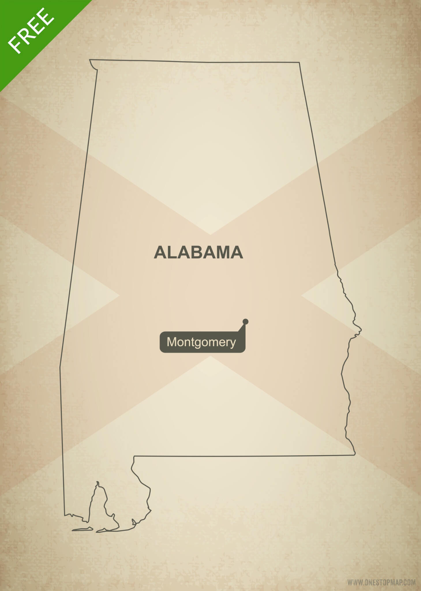 1459x2048 Free Vector Map Of Alabama Outline One Stop Map