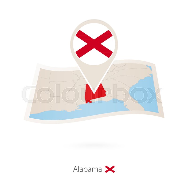 800x800 Folded Paper Map Of Alabama U S State Stock Vector Colourbox