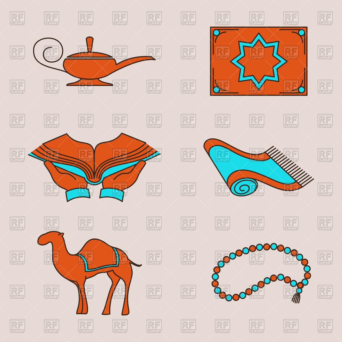 Arabic Icons With Camel, Carpet And Aladdin Lamp Vector Image 1200x1200 Arabic Icons With Camel, Carpet And Aladdin Lamp Vector Image