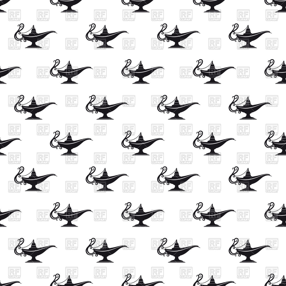 Seamless Pattern With Black Aladdin Lamps Vector Image 1200x1200 Seamless Pattern With Black Aladdin Lamps Vector Image