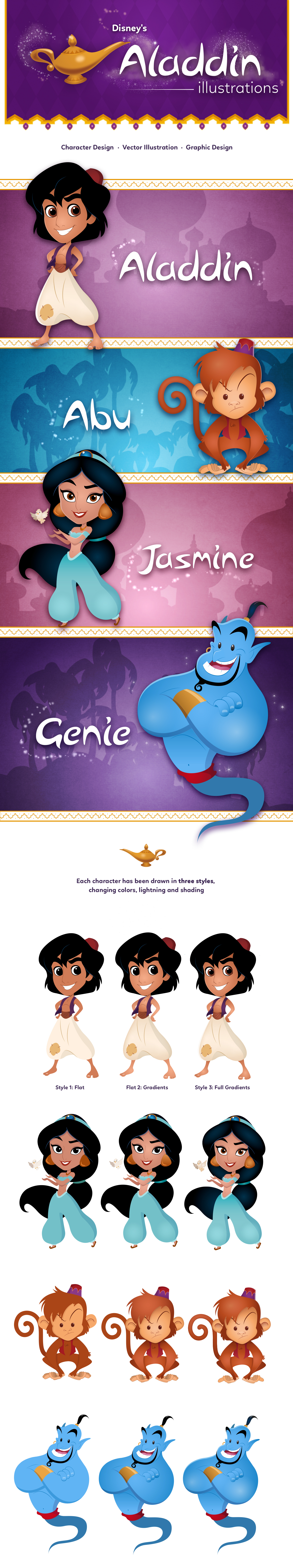 1400x7500 Disney's Aladdin Vector Illustrations On Behance