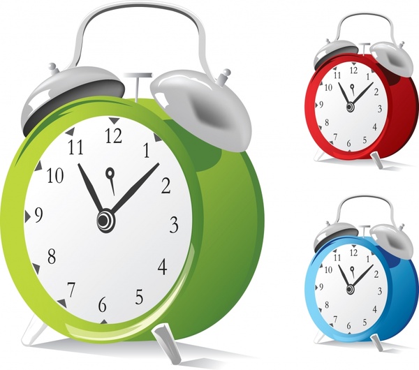 600x530 Alarm Clock Icons Shiny Colored Design Free Vector